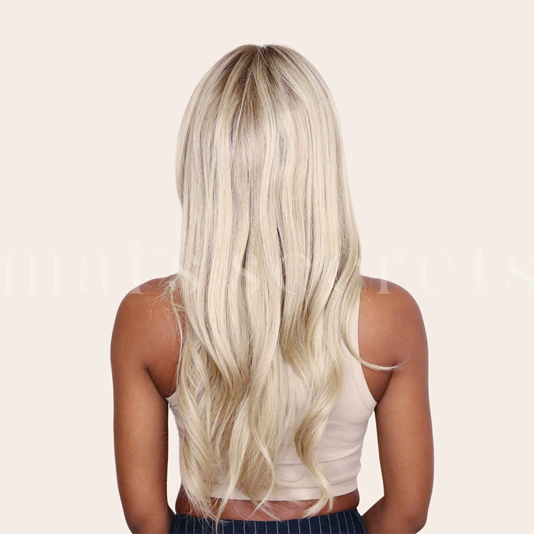Elsa - Perruque lace top cheveux blonds Deluxe