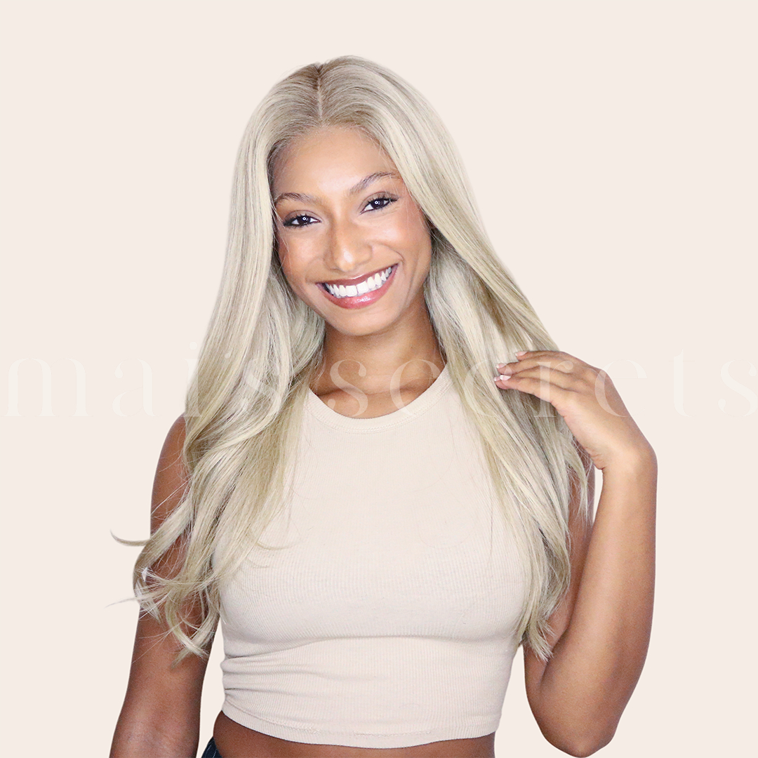 Elsa - Perruque lace top cheveux blonds Deluxe