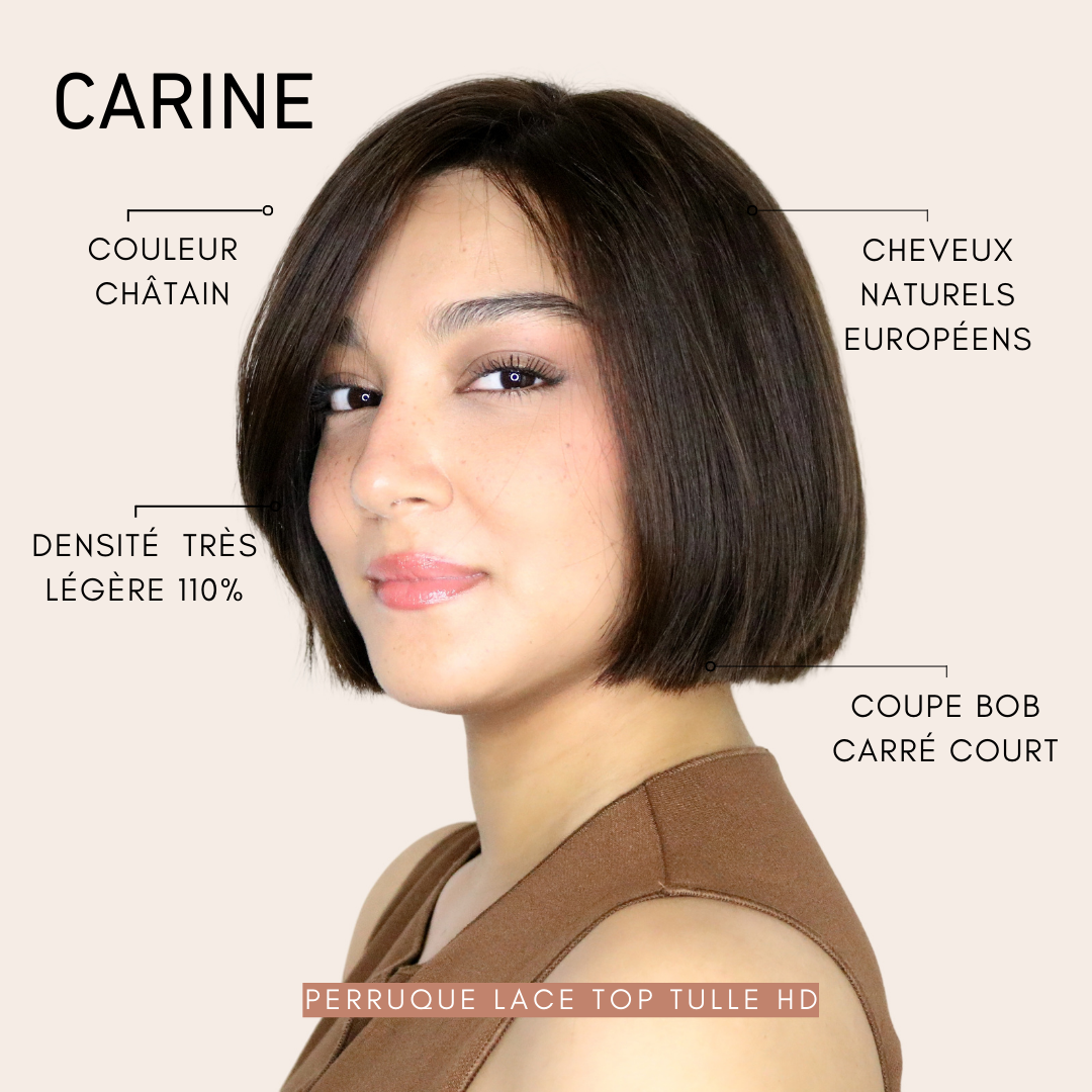 Carine - Perruque carré court cheveux naturels européens