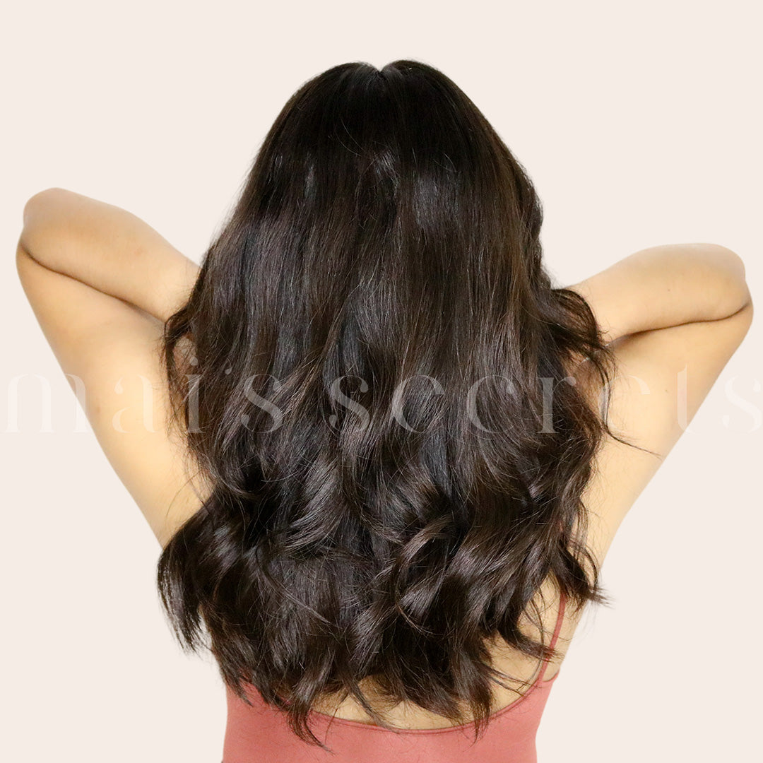 Aline - Perruque cheveux européens frange rideau
