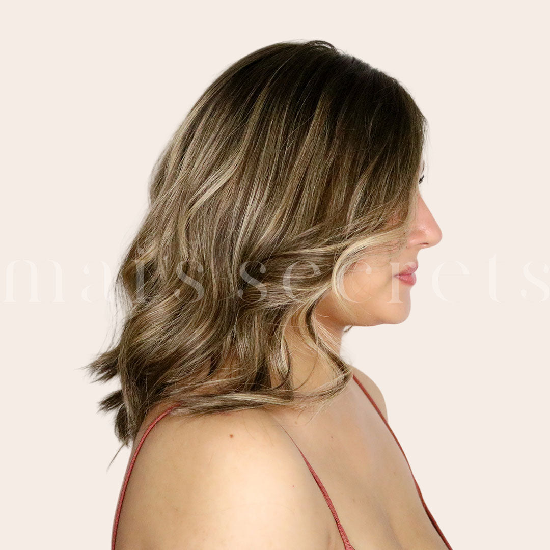 Léa - Perruque cheveux naturels mi-longs méchés