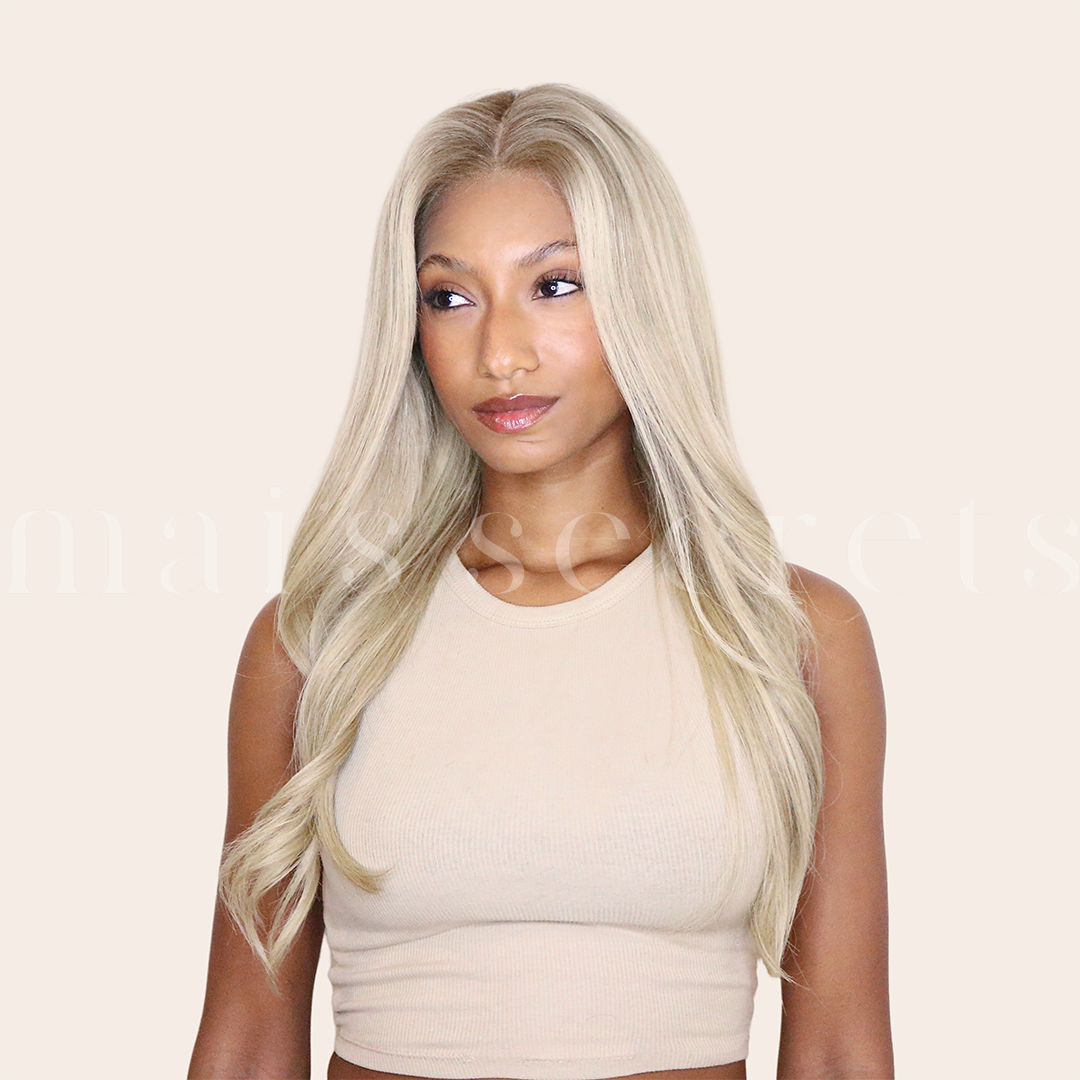 Elsa - Perruque lace top cheveux blonds Deluxe