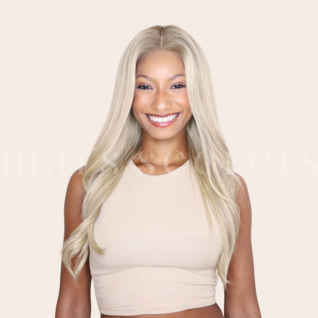 Elsa - Perruque lace top cheveux blonds Deluxe