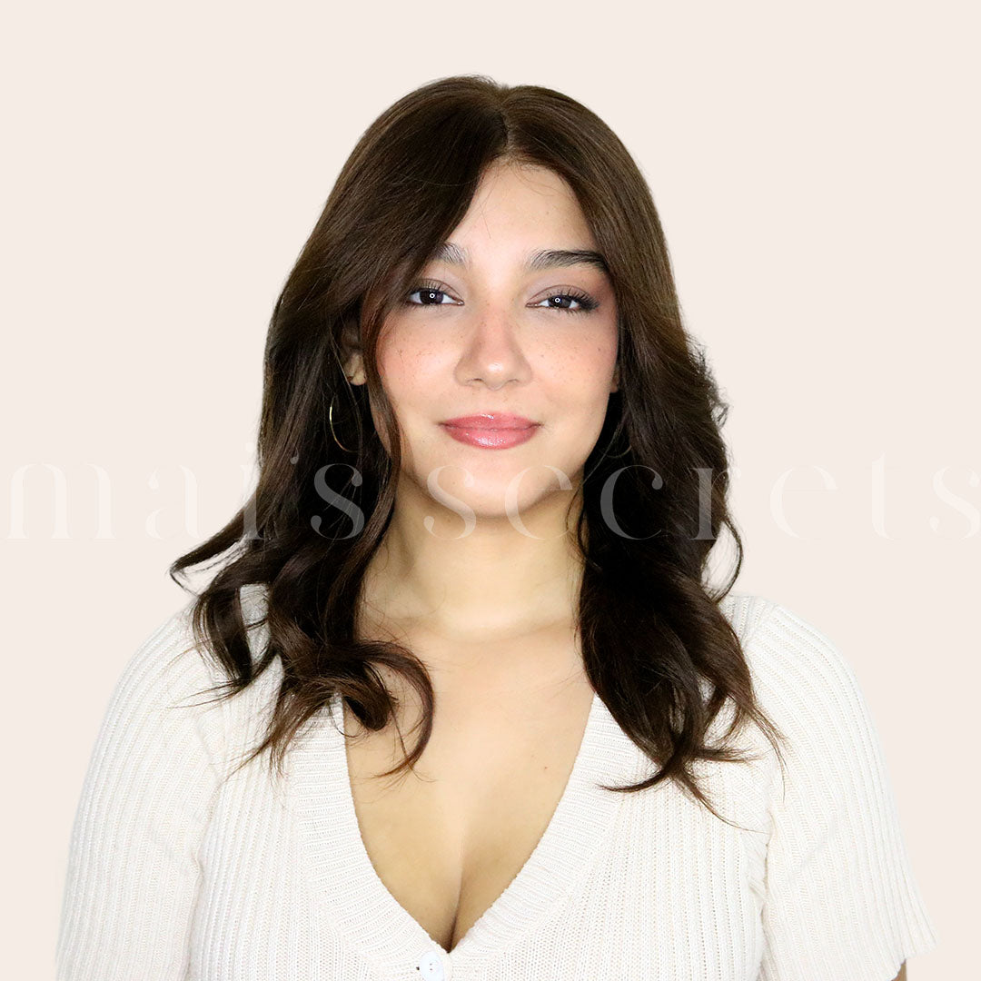 Inès - Perruque lace top cheveux châtain mi-longs