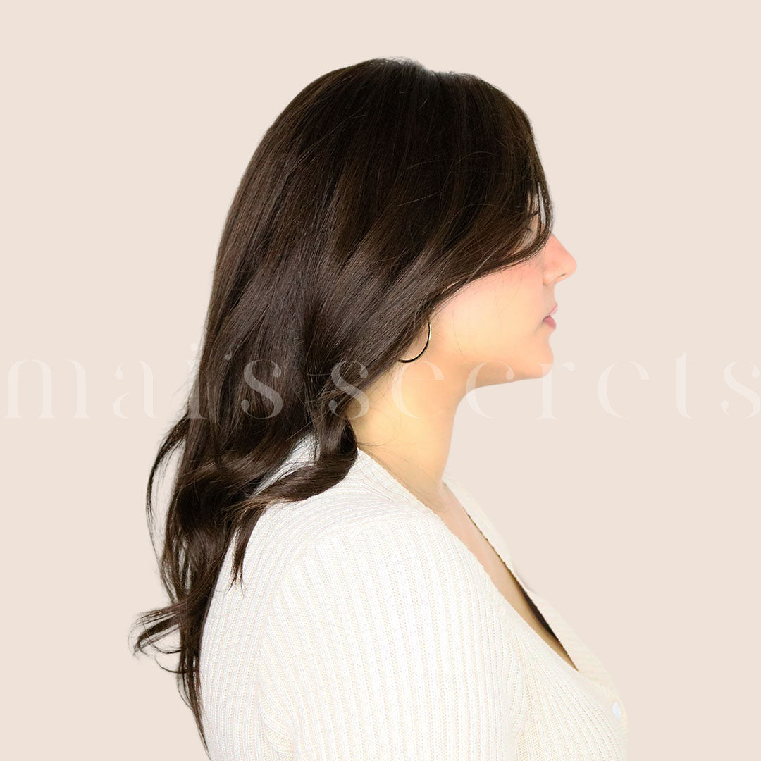 Inès - Perruque lace top cheveux châtain mi-longs