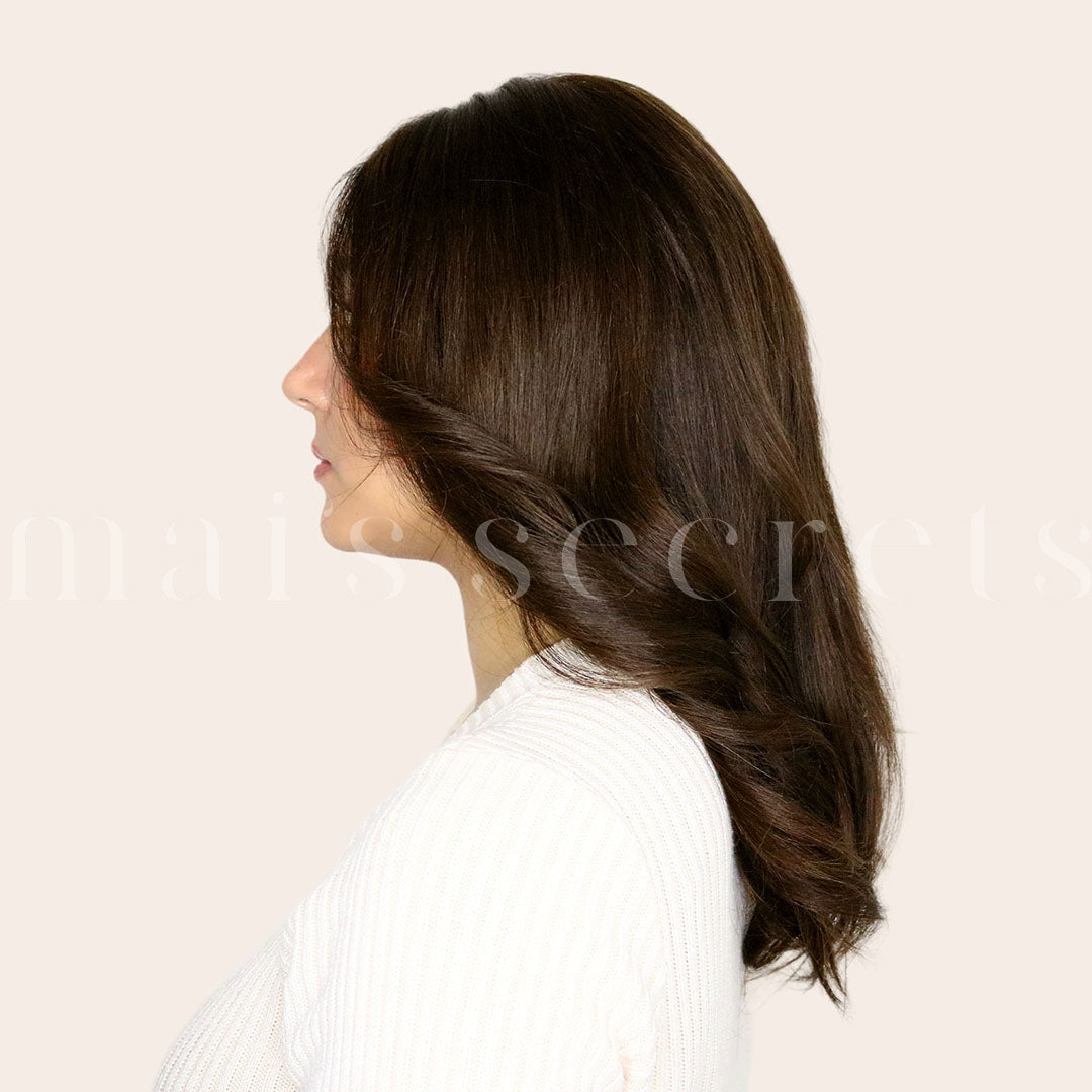 Inès - Perruque lace top cheveux châtain mi-longs