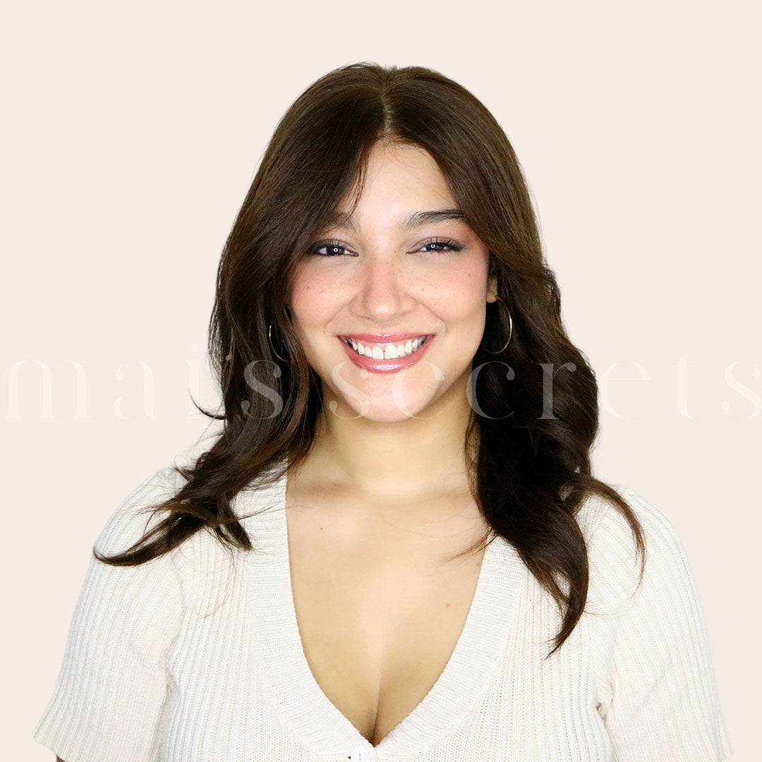 Inès - Perruque lace top cheveux châtain mi-longs