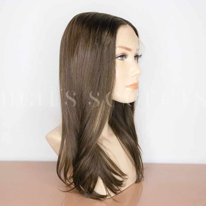 La perruque parfaite Charlène - lace wig cheveux naturels châtain cendré